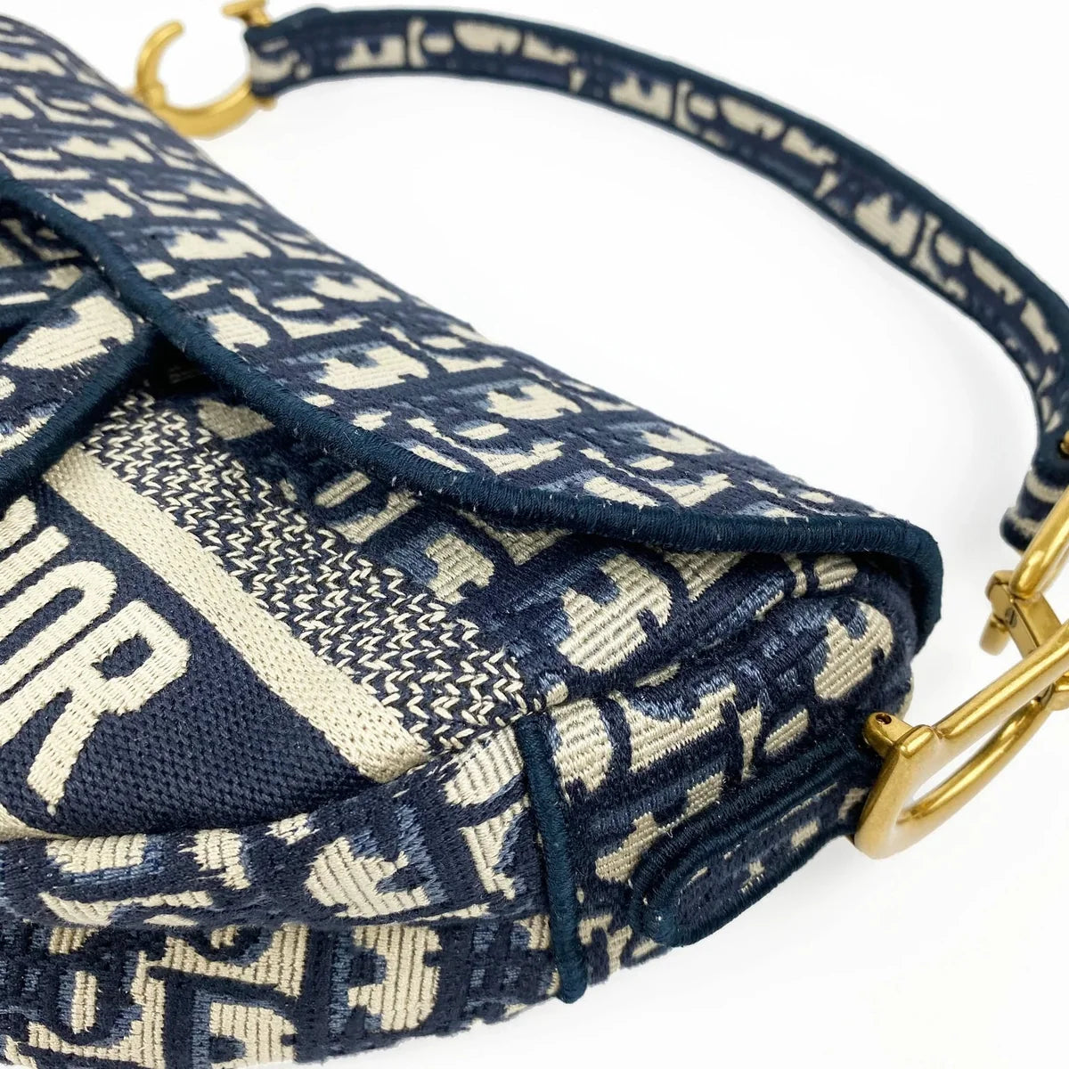 Dior Saddle Bag Blue Dior Oblique Embroidery