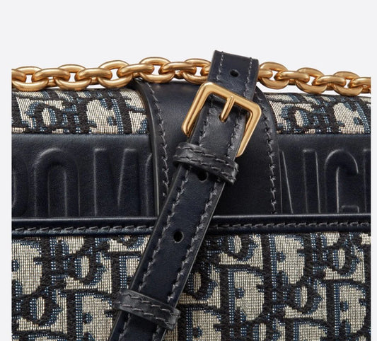 Dior 30 MontaigneI Chain Bag Blue Oblique Jacquard