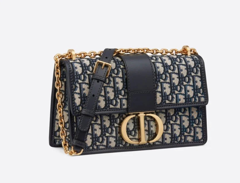Dior 30 MontaigneI Chain Bag Blue Oblique Jacquard