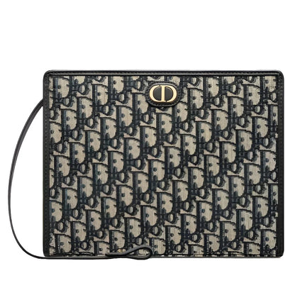 Dior Medium 30 Montaigne Pouch Blue Oblique Jacquard