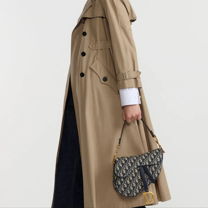 Dior Saddle Bag with Strap Blue Dior Oblique Jacquard
