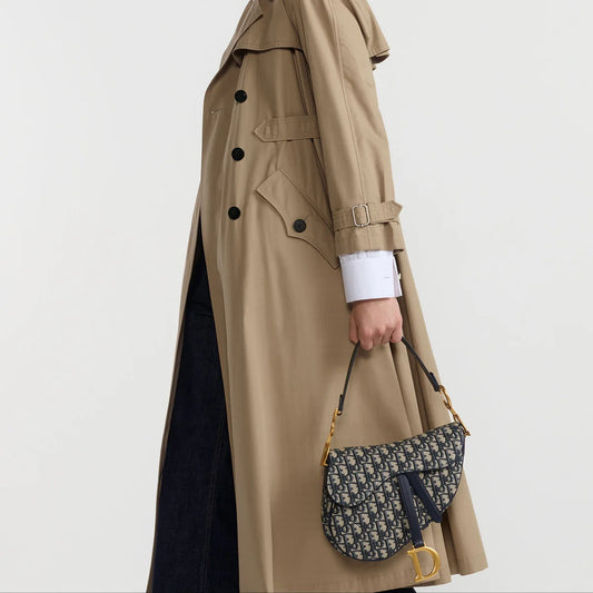 Dior Saddle Bag with Strap Blue Dior Oblique Jacquard