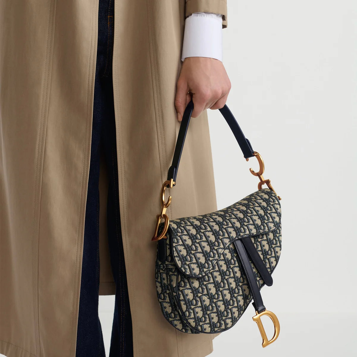 Dior Saddle Bag with Strap Blue Dior Oblique Jacquard