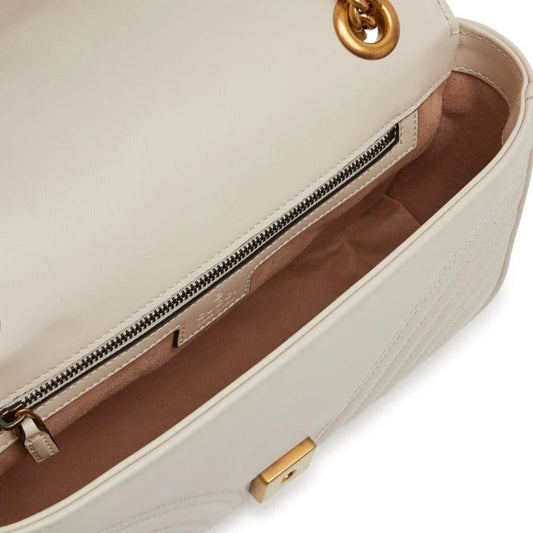 Gucci GG Marmont White Small Leather Shoulder Bag