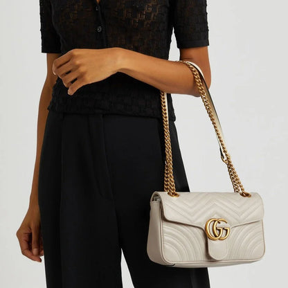 Gucci GG Marmont White Small Leather Shoulder Bag