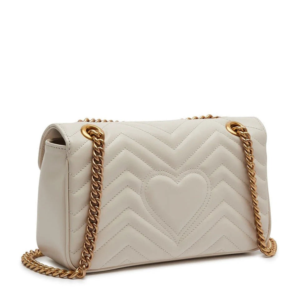 Gucci GG Marmont White Small Leather Shoulder Bag
