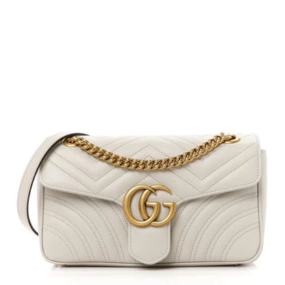 Gucci GG Marmont White Small Leather Shoulder Bag