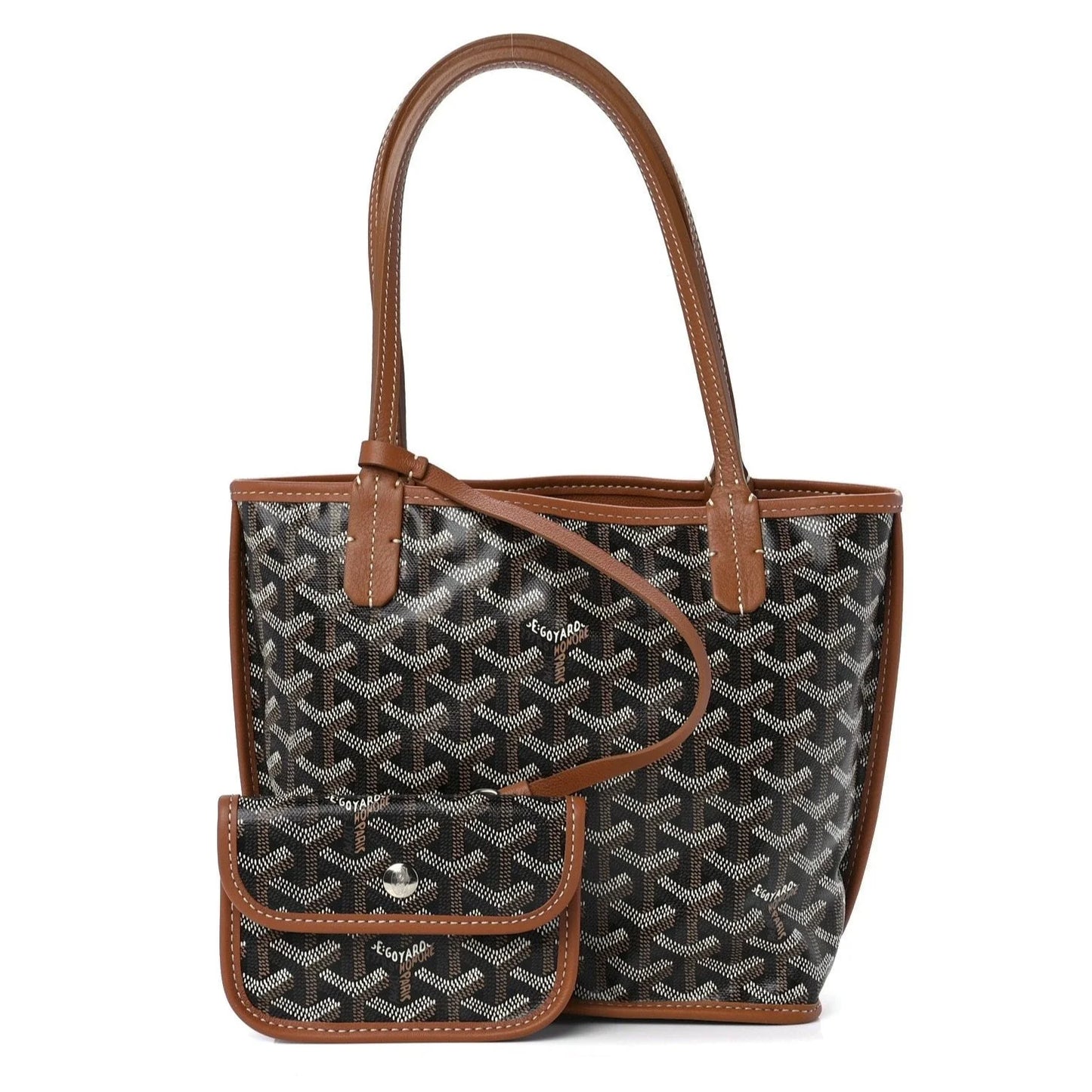 Goyard Goyardine Black Gold Anjou Small Reversible