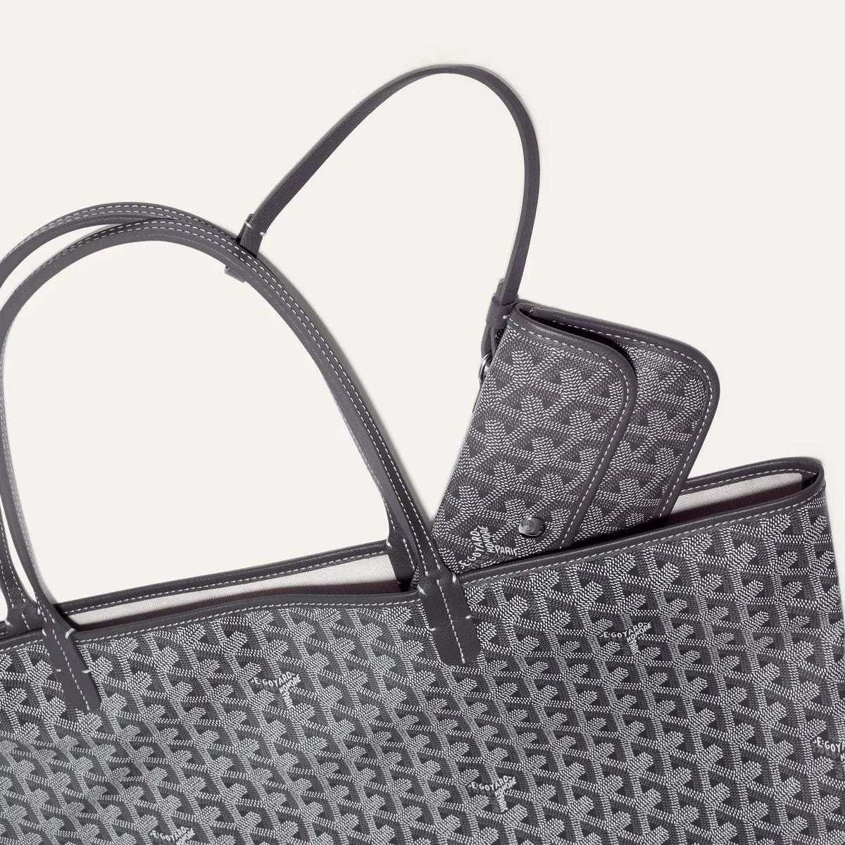 Goyard Saint Louis MM Bag Tote With Pochette Grey