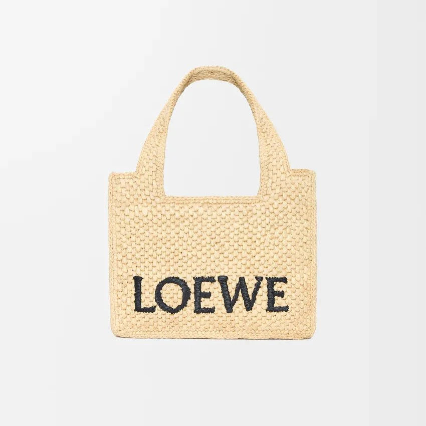 Loewe Mini Loewe Font Tote In Raffia For Women