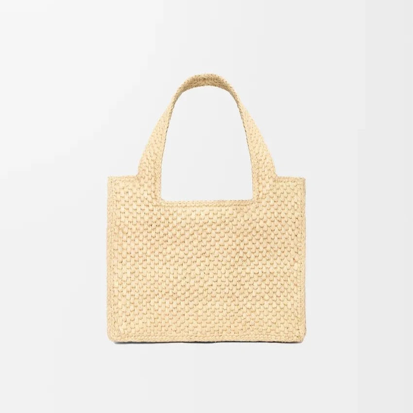 Loewe Mini Loewe Font Tote In Raffia For Women