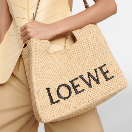 Loewe Paula's Ibiza Medium Logo Raffia Tote Bag