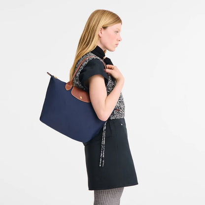 Longchamp Le Pliage Medium Shoulder Bag Blue And Brown