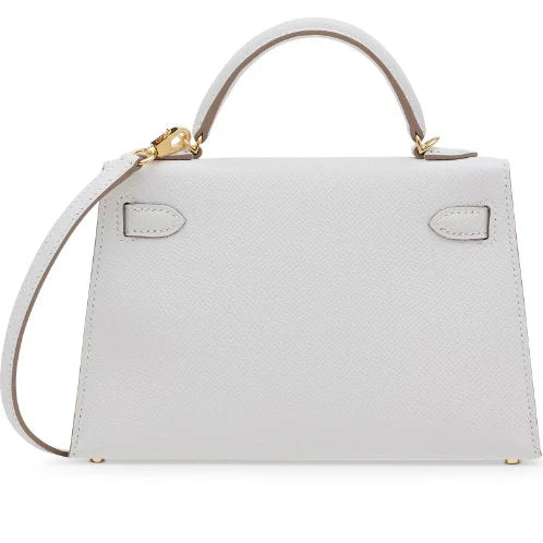 Hermès Mini Kelly In Epsom Leather In White With Gold Hardware