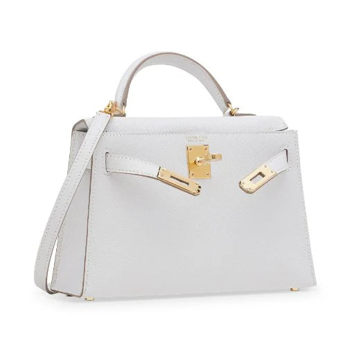 Hermès Mini Kelly In Epsom Leather In White With Gold Hardware