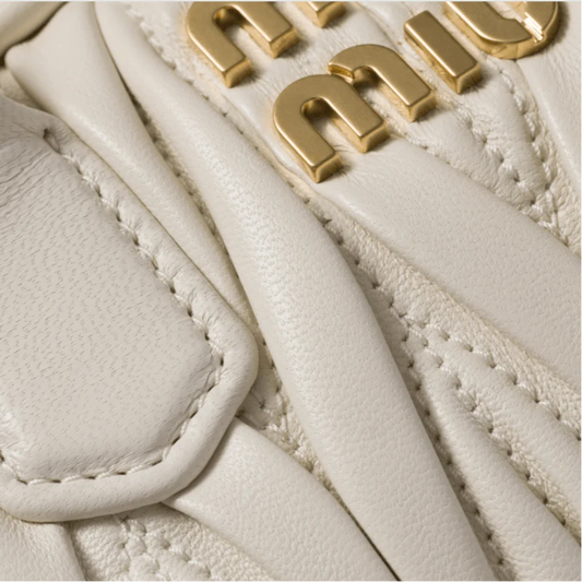 Miu Miu Arcadie Matelasse Leather S Narrow-Bag White
