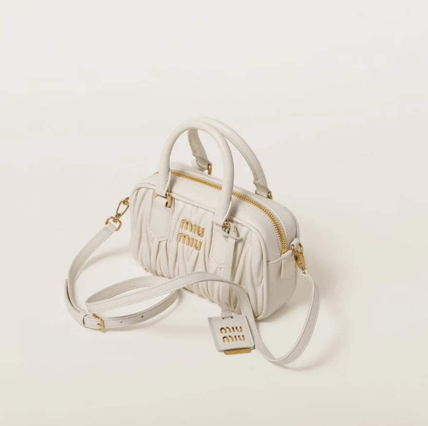 Miu Miu Arcadie Matelasse Leather S Narrow-Bag White