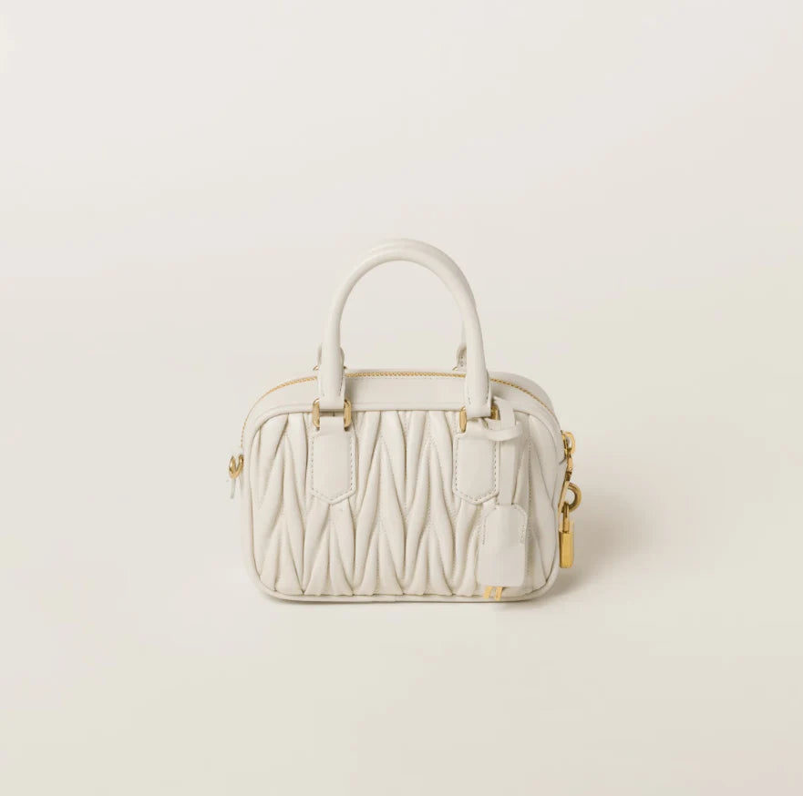 Miu Miu Arcadie Matelasse Leather S Narrow-Bag White