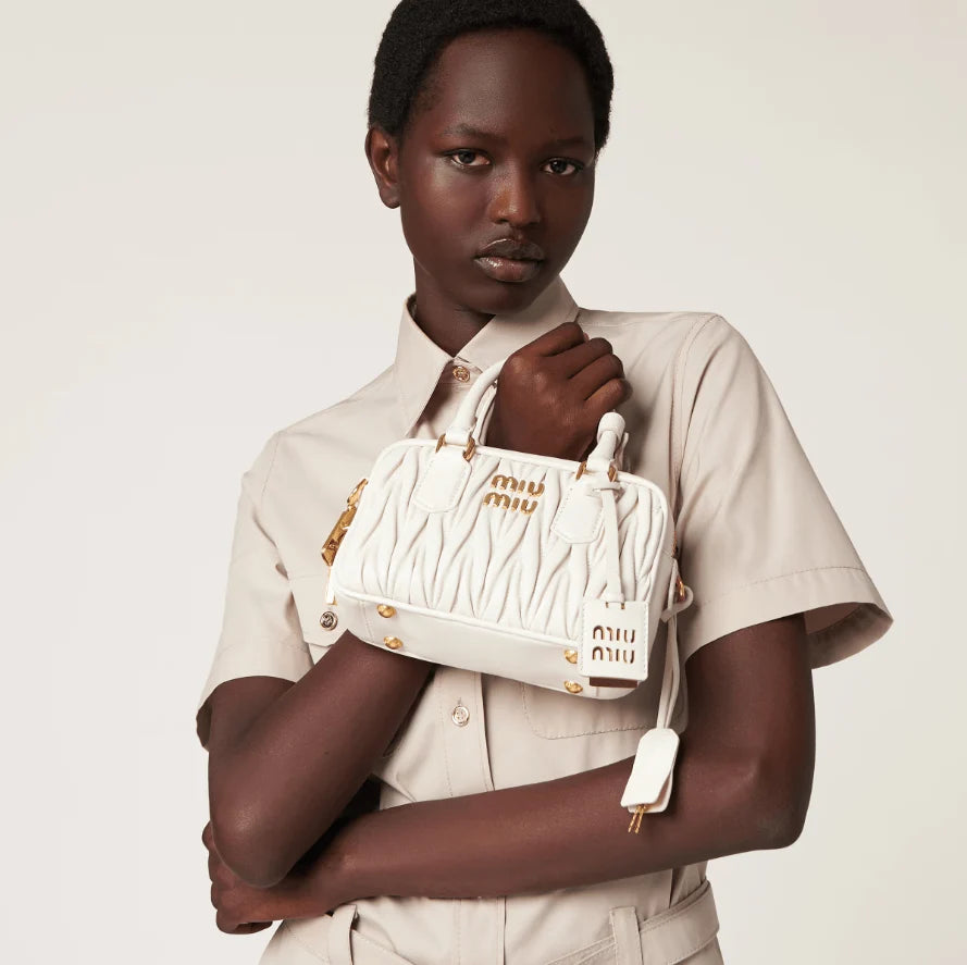 Miu Miu Arcadie Matelasse Leather S Narrow-Bag White