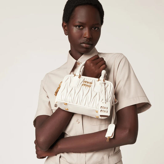 Miu Miu Arcadie Matelasse Leather S Narrow-Bag White
