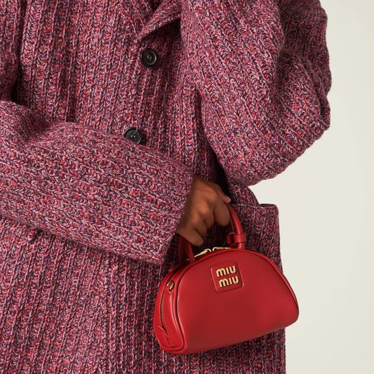 Miu Miu Top-Handle Bag In Leather With Gold-Tone Hardware Red