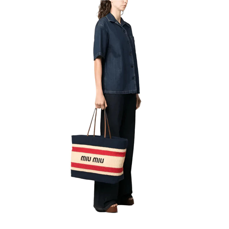 Miu Miu Logo-Print Tote Bag