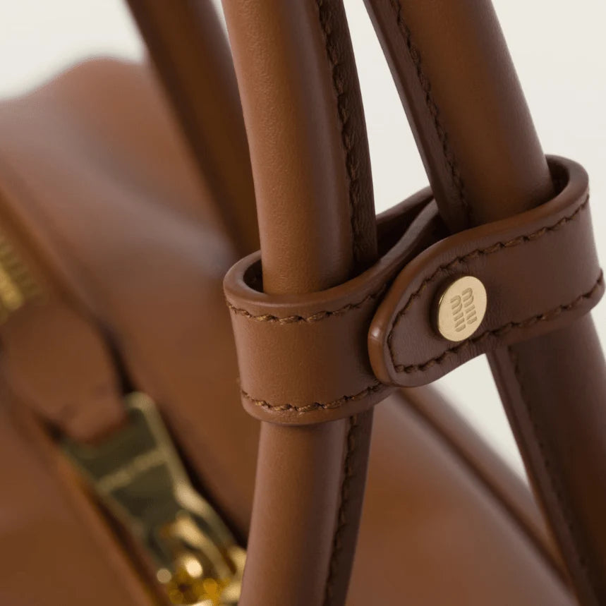 Miu Miu Leather Beau Bag Cognac
