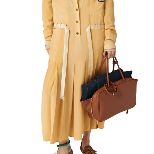 Miu Miu Leather Beau Bag Cognac