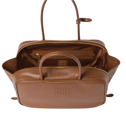 Miu Miu Leather Beau Bag Cognac