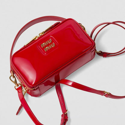 Miu Miu Patent Red Leather Shoulder Bag