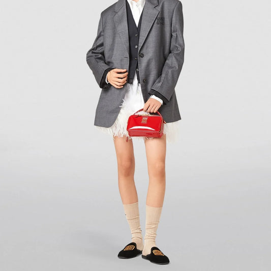 Miu Miu Patent Red Leather Shoulder Bag