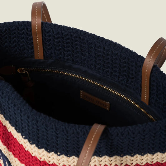 Miu Miu Raffia-Effect Woven Tote Bag