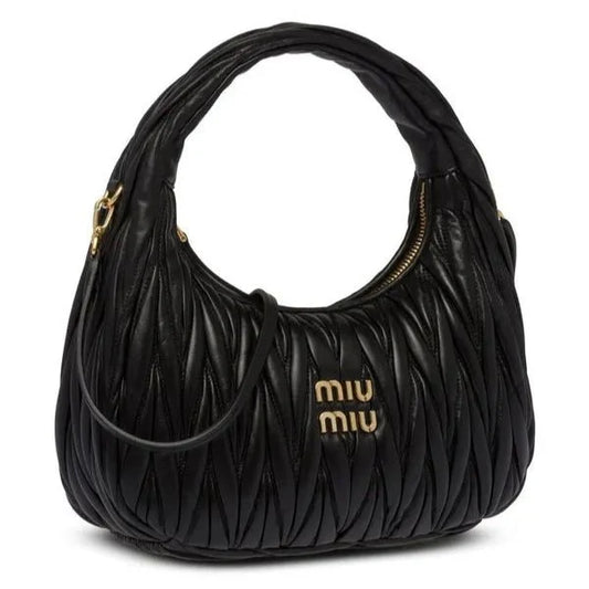 Miu Miu Small Miu Wander Black Matelassé Bag