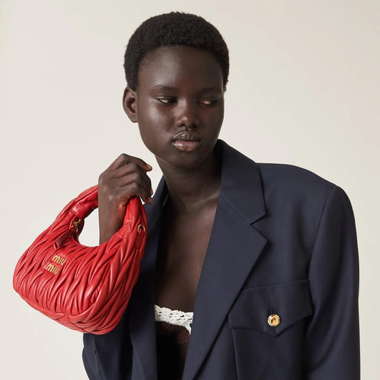 Miu Miu Small Miu Wander Red Matelassé Bag