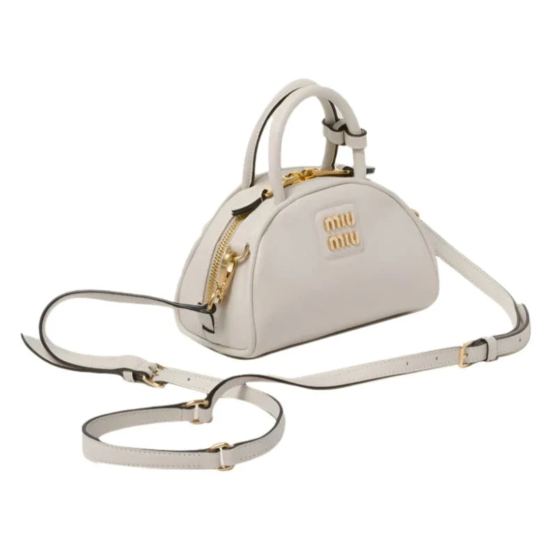 Miu Miu Vernice Branded Leather Top-Handle Bag