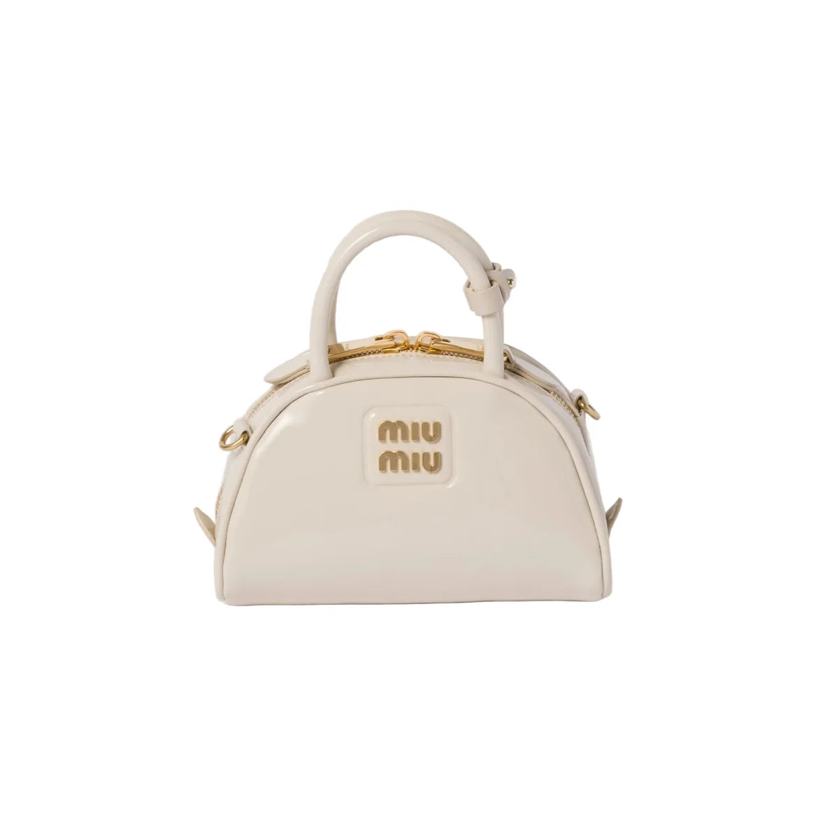 Miu Miu Vernice Branded Leather Top-Handle Bag