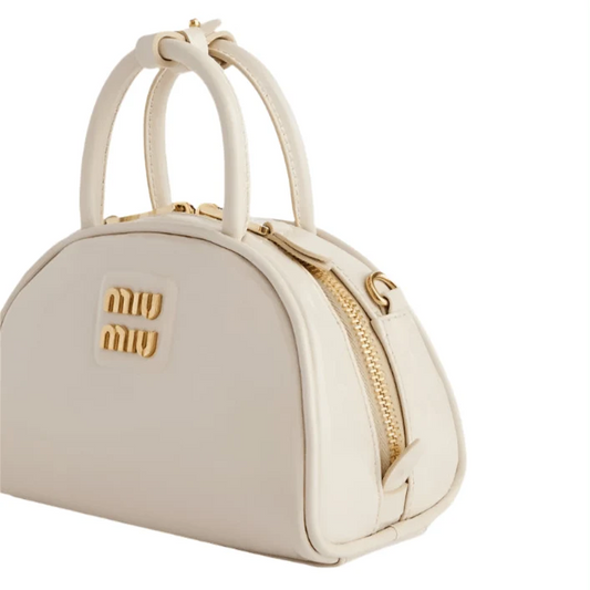 Miu Miu Vernice Branded Leather Top-Handle Bag