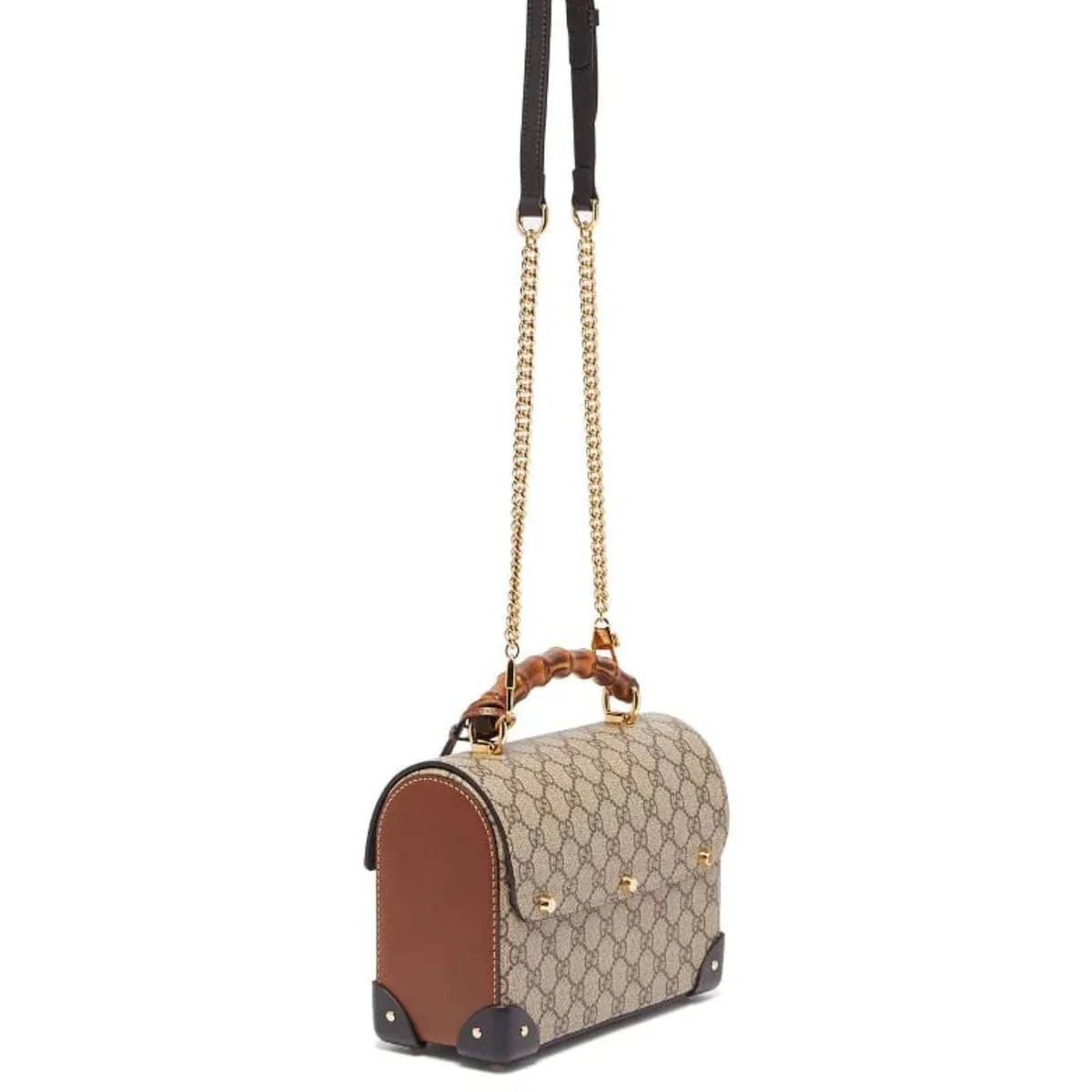Gucci Padlock Bamboo-Handle GG Supreme Handbag