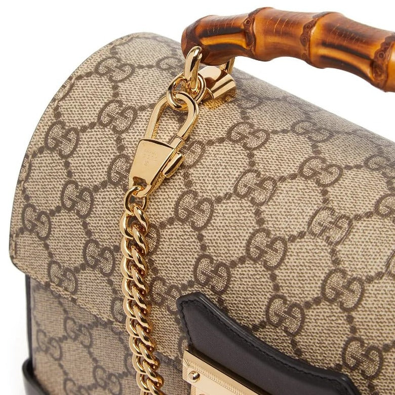 Gucci Padlock Bamboo-Handle GG Supreme Handbag