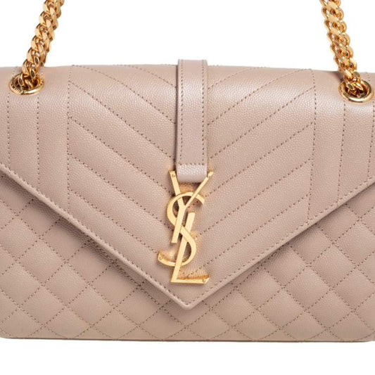 Yves Saint Laurent Cassandre Beige Quilted Leather Shoulder Bag
